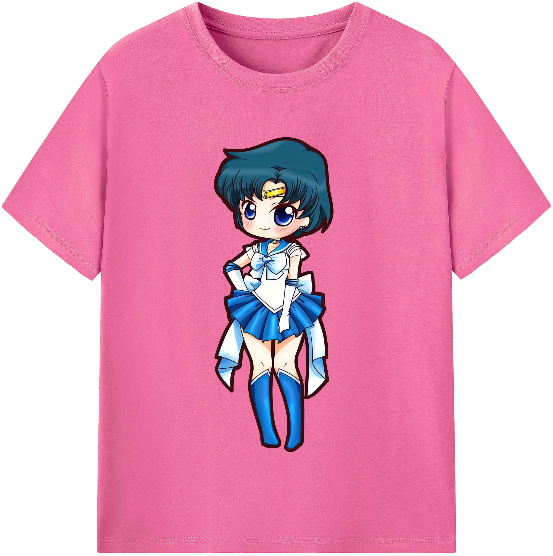 （画像用） 美少女戦士セーラームーン 水野 亜美 みずの あみ Sailor Moon Mizuno Ami レディースカジュアルプリントTシャツ（綿100％）